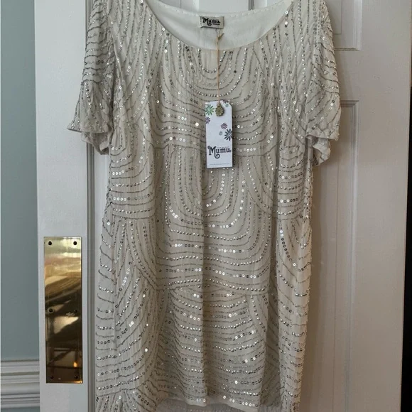 Show Me Your MuMu Sparkling Silver Mini Dress - Picture 1 of 4
